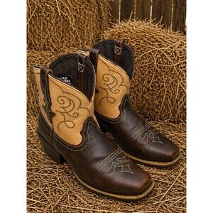 Justin Gypsy Western Cowgirl Boots Brown Tan Square Toe Size 9.5B EUC